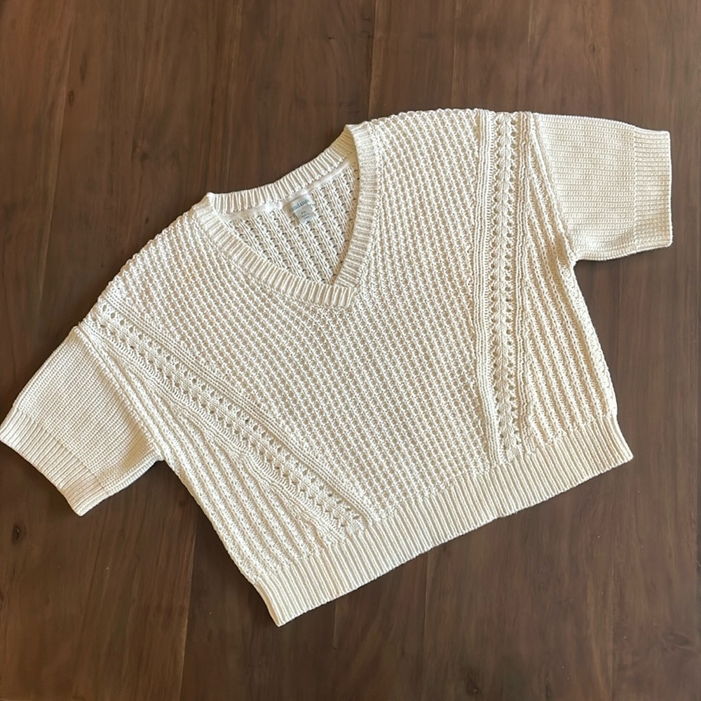 Sundance Cream Vneck Stitchy Sweater Size Ps